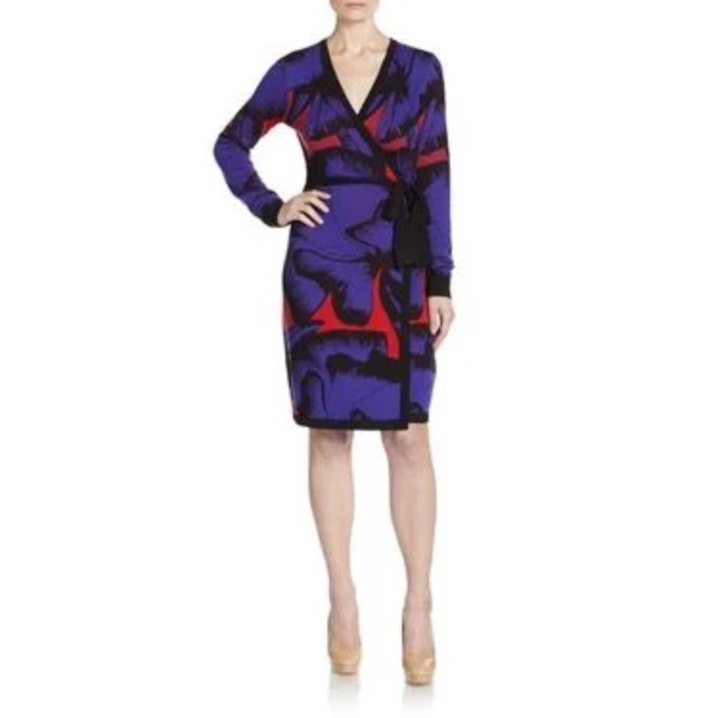 Diane Von Furstenberg Purple And Red Midi Dress